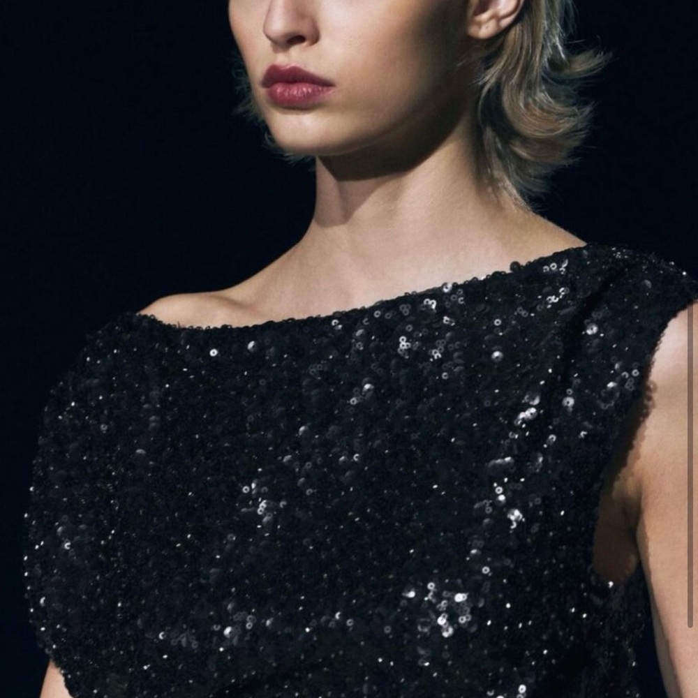 Zara asymmetrical Black Sequin top. Limited Edition